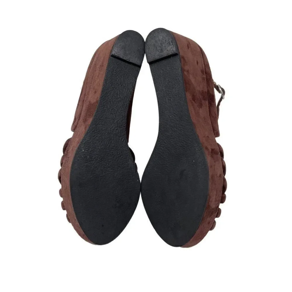 Robert Clergerie brown Suede leather platforms 6B BoxD sandals strappy ankle
